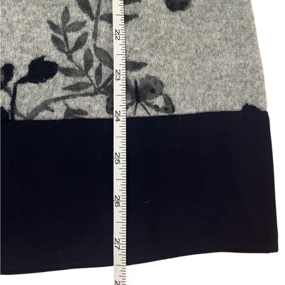 Westport Gray & Navy Floral Tunic Top with Asymmetrical Hem - Picture 9 of 10